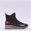 Rieker Front Zip Wedge Ankle Boot - Brown Leopard Combi